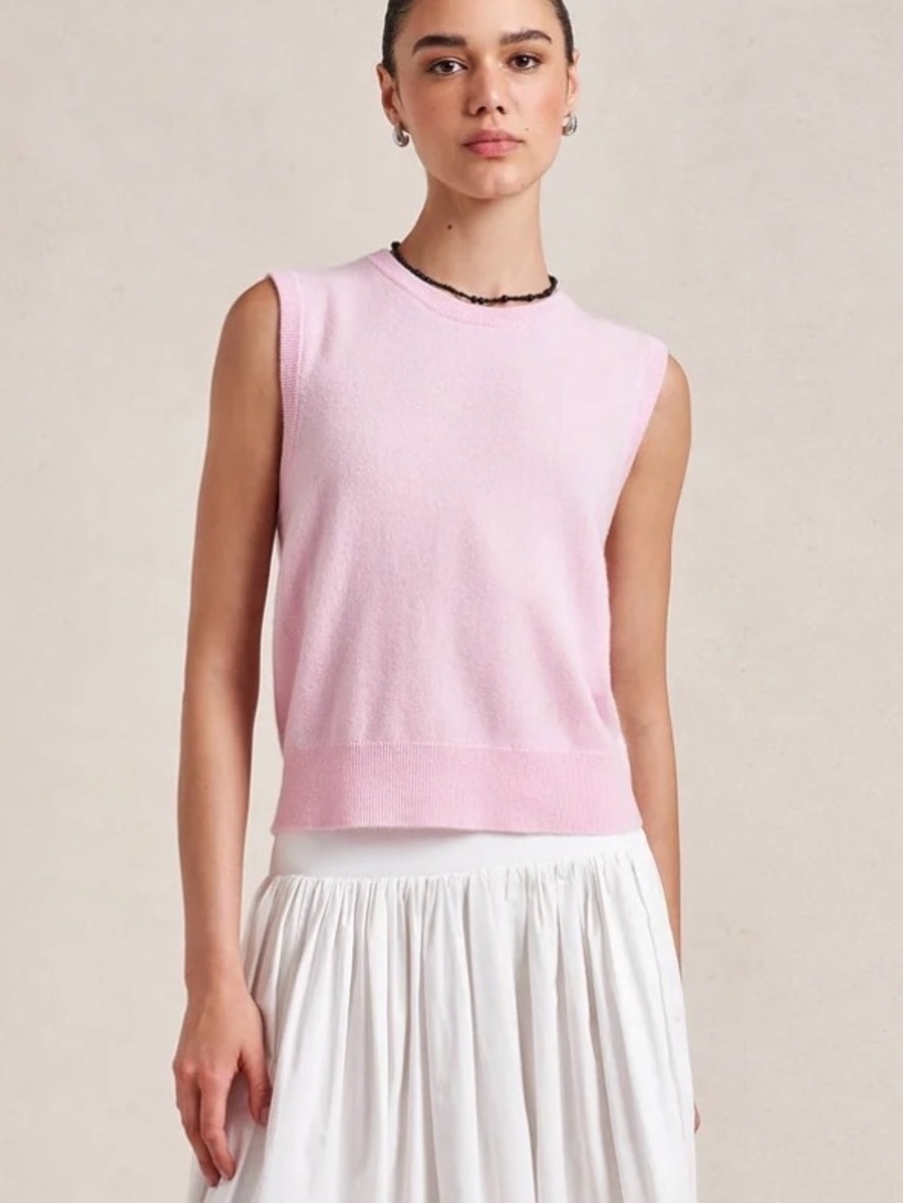 La Ligne Solid Lean Line Shell Vest Pink Cashmere (missing tag) Size Large
